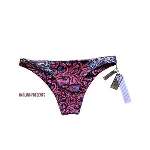 Gypsy 05 Sand Reversible Bikini Bottom Women Paisley Print Size S